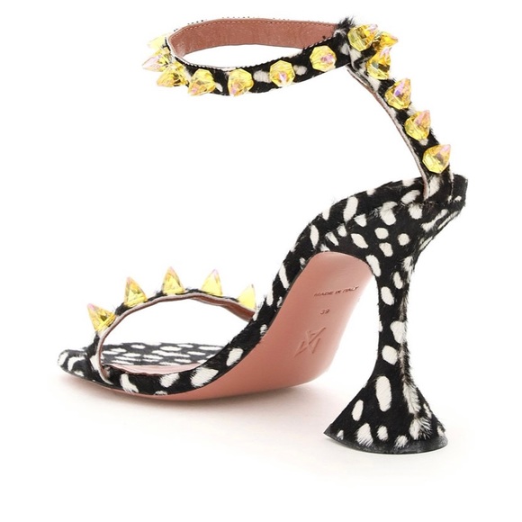 Seeking out Amina Mauddi Julia Pony Polka Sandal! Yellow Crystal Spikes.Size 7.5 - Picture 4 of 5